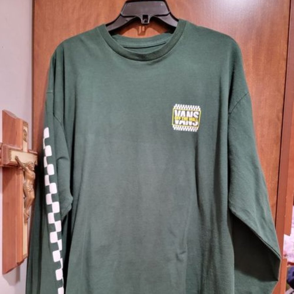 Vans Off The Wall Dark Green Classic Fit Long Sleeve T-Shirt Size XL